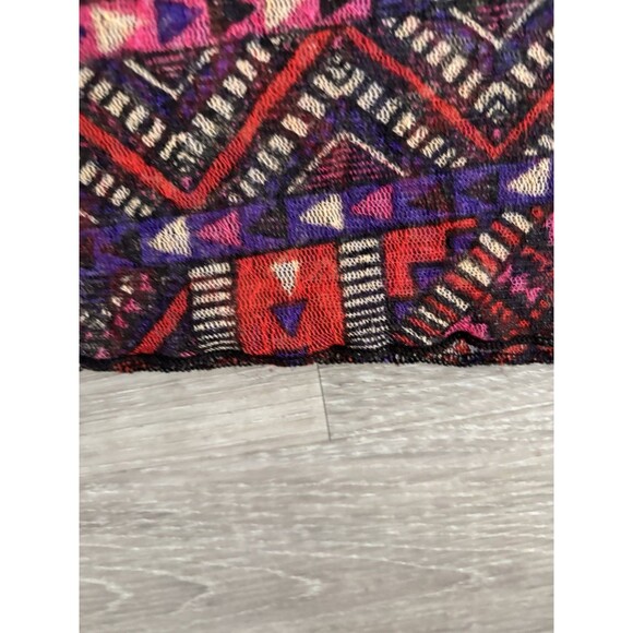 Vtg Y2K Boho tribal ethnic Geo Red Purple Mesh maxi skirt partially lined Sz. xl - Picture 3 of 10